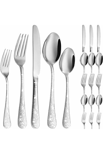 Promass Silverware Set, Stainless Steel Flatware Cutlery Set Includes Forks Knives Spoons, Unique Pa