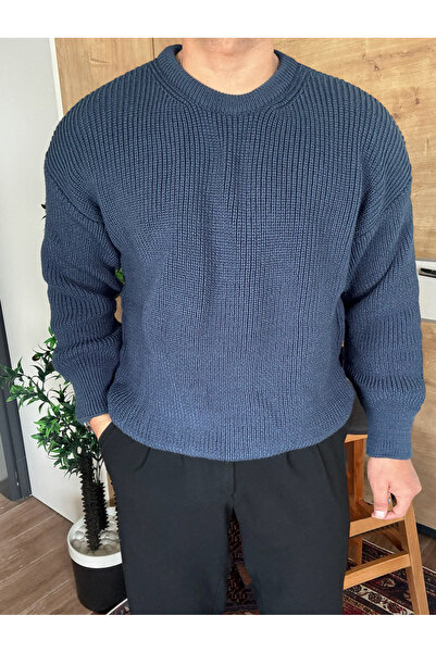 blucombin Crew Neck Knitted Sweater Oversized