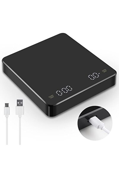 Promass ميزان قهوة رقمي مزود بمؤقت، قابل لإعادة الشحن، ميزان إسبريسو بالتنقيط، دقة عالية 3 كجم/0.1 جم، K