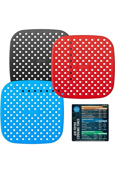 Promass Silicone Air Fryer Liners 3 Pack with Air Fryer Magnetic Cheat Sheet