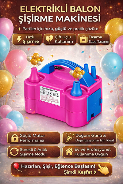 Weisre Elektrikli Balon Şişirme Makinesi – Çift Uçlu, Güçlü Motorlu, Hızlı ve...