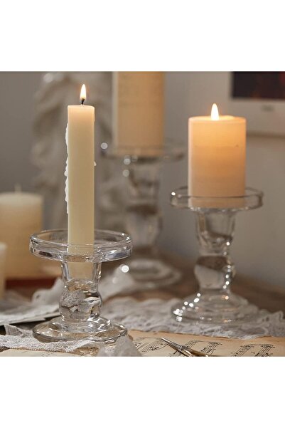 ADAEVDE Dekoratif 2 li Cam Şamdan Mumluk