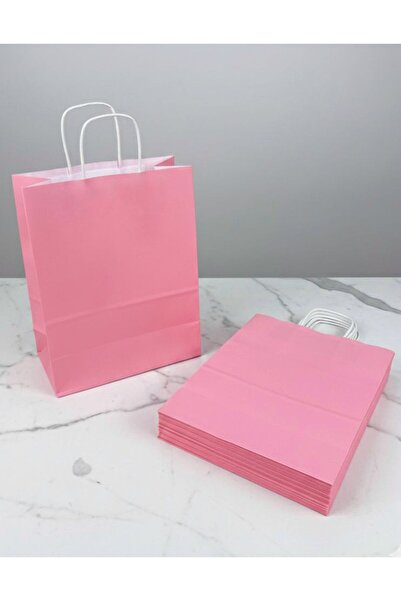 e Erta Pembe Renkli Kraft Çanta 25x31 Cm 5 Adet Hediye Poşeti , Hediye Paketi...