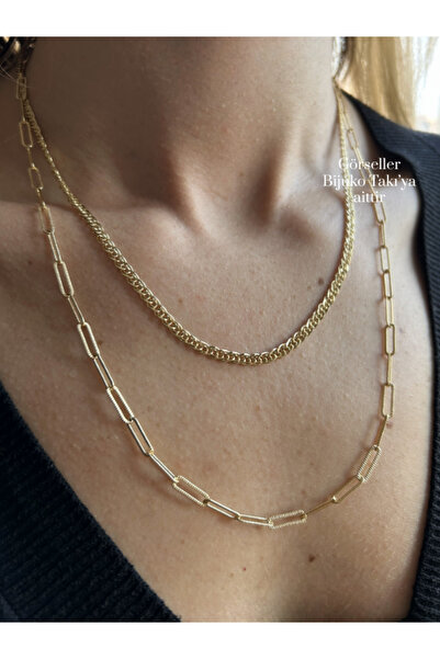 BİJUKO TAKI Stilinizi Parlatın قلادة فالينورا – طقم قلادة مزدوجة ذهبية اللون،...