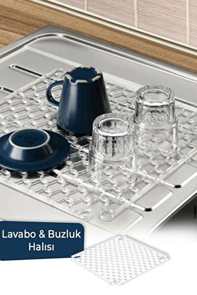 Rotanev Yeni Nesil Kare Lavabo Ve Buzluk Matı Şeffaf Lavabo Halısı 32 X32 Cm