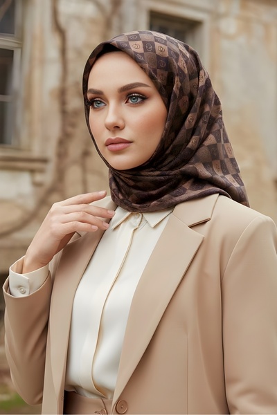İmajButik Bitter Brown İpekhan Soft Digital Cotton Scarf