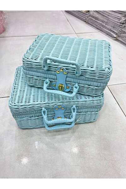 South house Two-piece bag set, woven in sky blue.