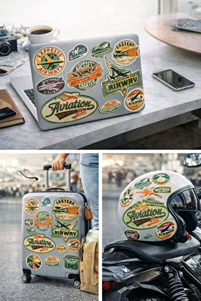 Limitless Design Retro Aviation & Airline Themed Sticker Set – 25X20 cm |   Vintage Airplane & Aviation Sticker