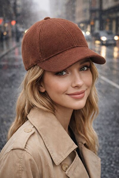 BALIENTE Brown Cashmere Buttoned Cap Women's Hat