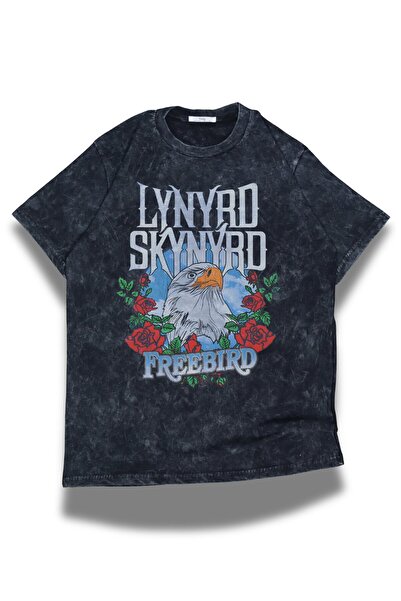 Fuddy Moda Tricou unisex Lynyrd Skynyrd Rose Eagle cu imprimeu Washable trico...