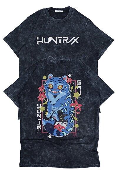 Fuddy Moda تي شيرت ديربي بلو راك مطبوع للجنسين قابل للغسل، تي شيرت قصة فضفاضة ذو طابع هونتريكس عتيق