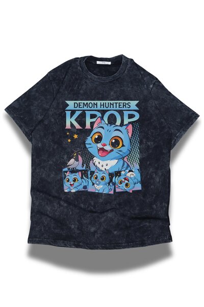 Fuddy Moda Tricou unisex Kpop Demon Hunters lavabil cu scris tricou , supradi...