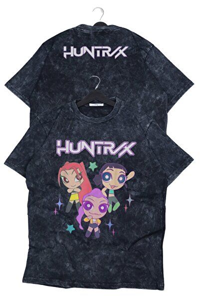 Fuddy Moda تي شيرت قابل للغسل للجنسين من Huntrix Characters Ense مطبوع، تي شيرت قصة فضفاضة Kpop Demon Hunters ذو طابع خاص