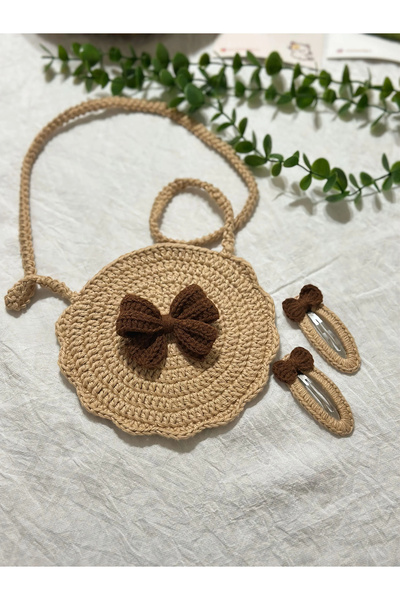 Miniminiigne örgü çanta toka set