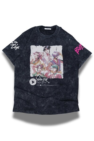 Fuddy Moda تي شيرت للجنسين من Soda Pop Huntrix Kol مطبوع قابل للغسل، تي شيرت قصة فضفاضة Saja Boys ذو طابع ريترو