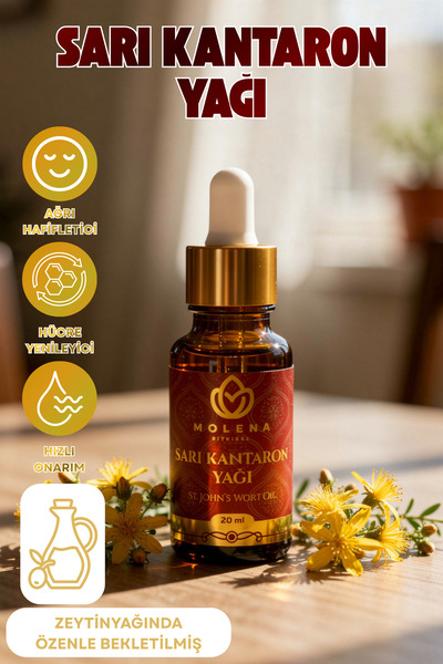MOLENA BİTKİSEL Premium Sarı Kantaron Yağı Zeytinyağı Maserasyon 20 ml – Cilt...