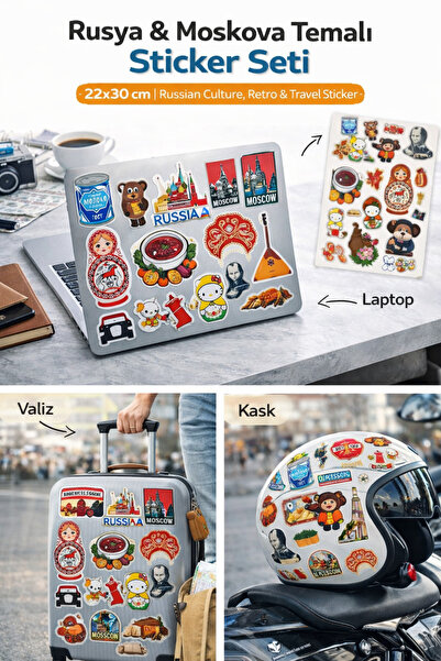 Limitless Design Rusya & Moskova Temalı Sticker Seti – 22x30 cm | Russian Cul...