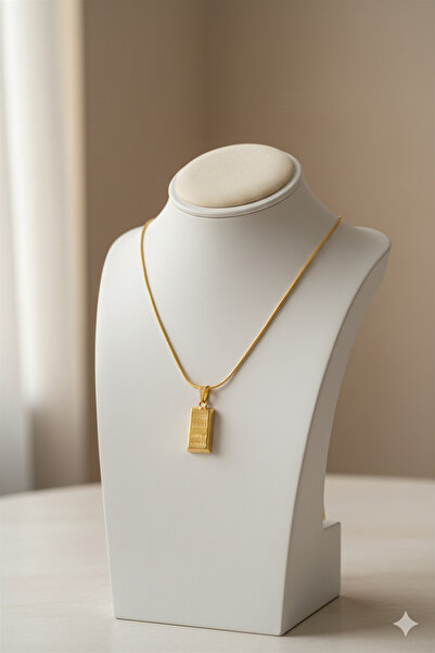 Store Çelik külçe altın kolye modeli kadın