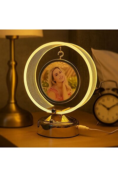 BADEAVM Ledli Anı Çemberi Fotoğraflı Abajur - 18x21cm