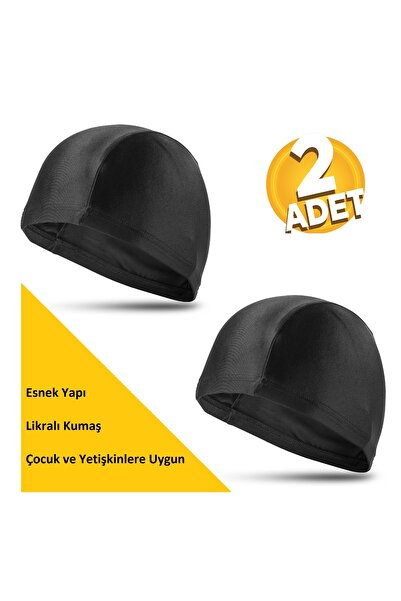 MUBX 2-пари чорних лікраних тканинних шапочок для басейну, шапочок для плаван...