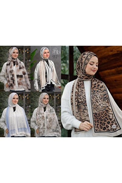 Hala High-quality digitally printed chiffon headscarf set of 5, size 180 x 75