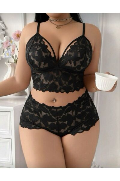 GLOWNİGHT Kadın Asimetrik Fantezi Sexy Sütyen Kilot Takımı