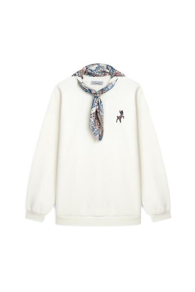 praye Ecru scarf sweatshirt