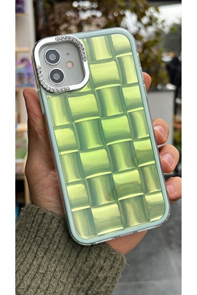 EDELFU حافظة هاتف آيفون 11 - شفافة بنمط مربعات مع إطار للكاميرا بتفاصيل حجرية...