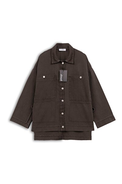 praye Side Lace-Up Denim Jacket Brown