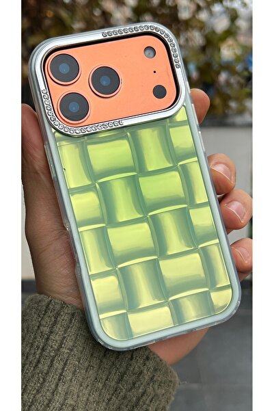 EDELFU حافظة هاتف شفافة بنمط مربع مع إطار للكاميرا بتفاصيل حجرية متوافقة مع آ...