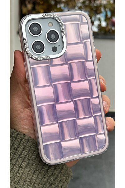 EDELFU غطاء هاتف شفاف بنمط مربع مع إطار للكاميرا بتفاصيل حجرية متوافق مع آيفو...