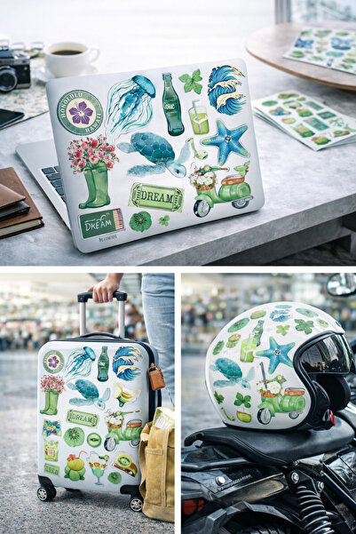 Limitless Design مجموعة ملصقات جمالية استوائية خضراء – 22×30 سم |   هواي، الب...