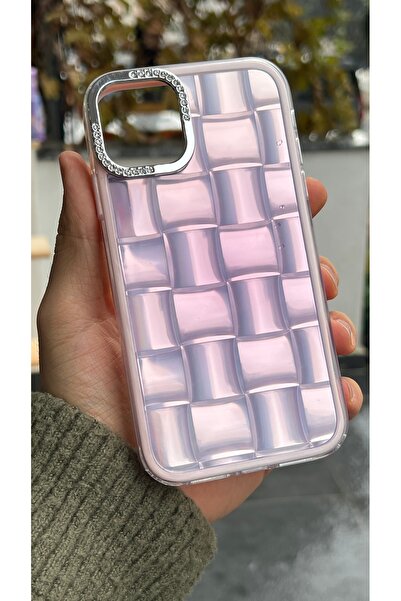 EDELFU حافظة هاتف شفافة بنمط مربع مع إطار للكاميرا مزين بالحجر، متوافقة مع آي...