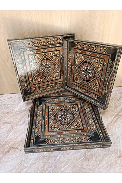 South house Syrian wooden tray set inlaid with mother-of-pearl