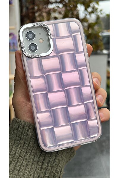 EDELFU حافظة هاتف آيفون 11 - شفافة بنمط مربعات مع إطار للكاميرا بتفاصيل حجرية...