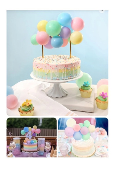 hediyehobihersey Gökkuşağı Makaron Mini Balon Pasta Seti