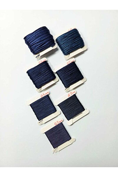 Eskişehir hobi sanat 10 Meters 7 Sizes Rosary Cord Set 0.2 mm 0.3 mm 0.4 mm 0.5 mm 0.6 mm 0.8 mm 1 mm Navy Blue Color