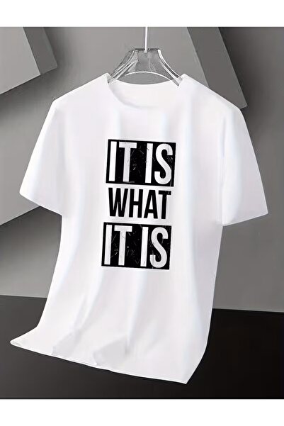 LELVANİ تي شيرت مطبوع عليه نمط مكتوب عليه 'IT IS WHAT IT IS'