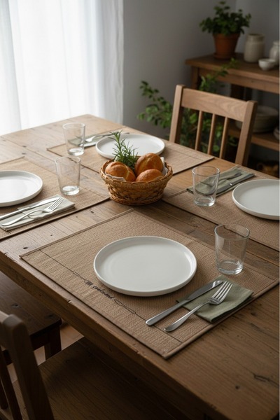 homyjr's Good Mood Printed Natural Jute Straw American Serving Placemat Tableware Presentation Mat Stain Resistant