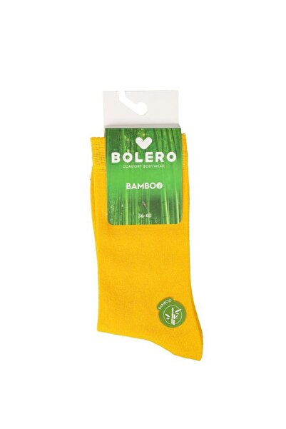 Bolero Kadın Dikişsiz Bambu Çorap Hardal