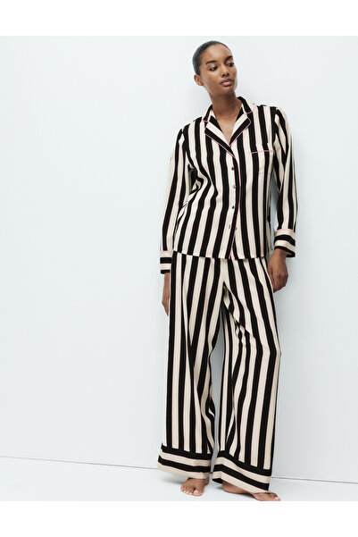 Marks & Spencer Saten Çizgili Pijama Takımı