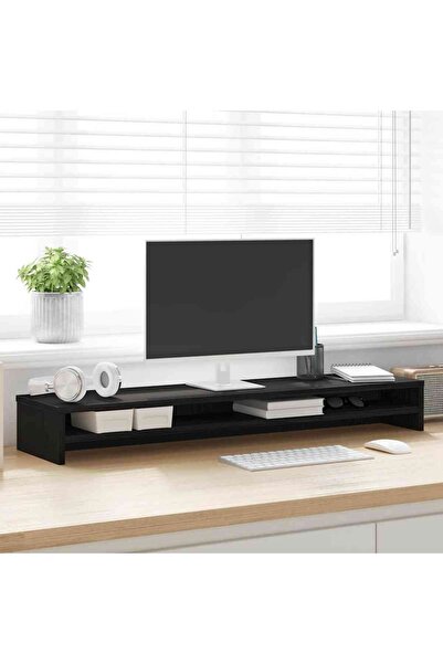 vidaxl Monitor Stand Black Oak 100x24x13 cm Engineered Wood