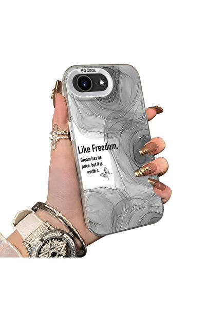 ucuc iPhone 16E Compatible Silicone Edge Acrylic Back Creative Pattern Protec...