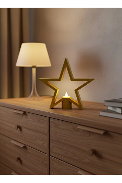 Twin Store Mey Import ®   Star Shaped Yellow Candle Holder Faint Light Home A...