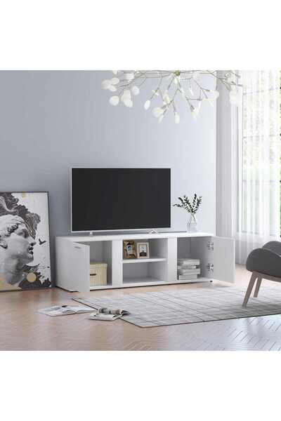 vidaxl خزانة تلفزيون بيضاء 120×34×37 سم مصنوعة من الخشب المصنّع