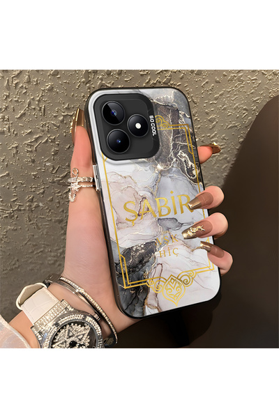 Hontinga حافظة متوافقة مع هاتف Realme C51، حافظة هاتف صلبة مضادة للسقوط، فن الخط