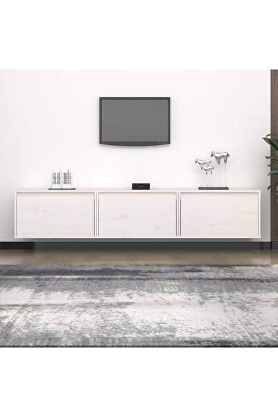 vidaxl TV Cabinets 3 pcs White Solid Wood Pine