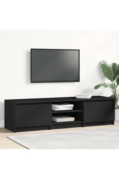 vidaxl خزانة تلفزيون سوداء 140×40×35.5 سم مصنوعة من الخشب المصنّع