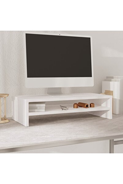 vidaxl Monitor Stand White 50x24x13 cm Solid Wood Pine