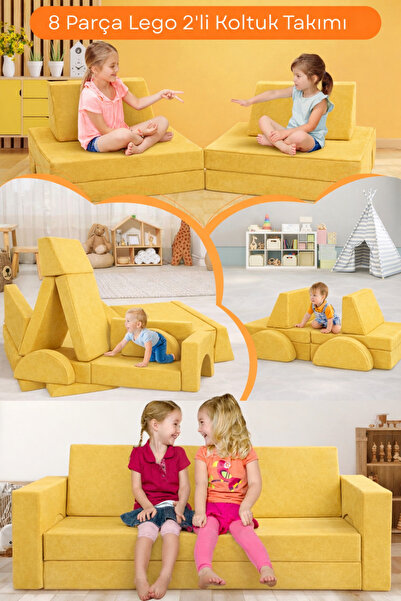SABY 8 Parça Lego Modüler Bebek ve Çocuk Odası Koltuğu Koltuk Takımı